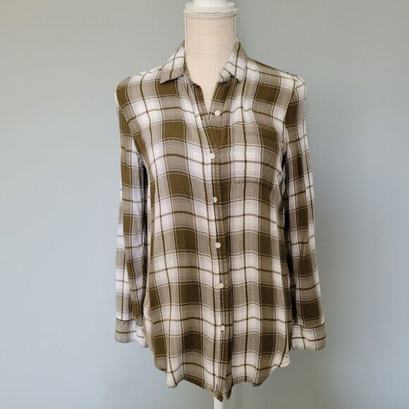 3/$15 Banana Republic Factory Soft Plaid Flannel Shirt Size XS - Picture 1 of 6